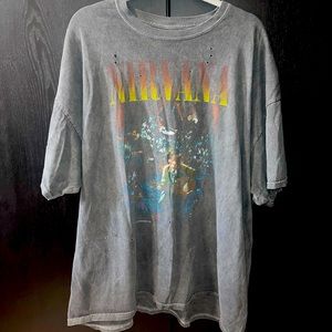 Urban Outfitters Nirvana Distressed T-Shirt; Gray; One Size Fits All Barely Worn